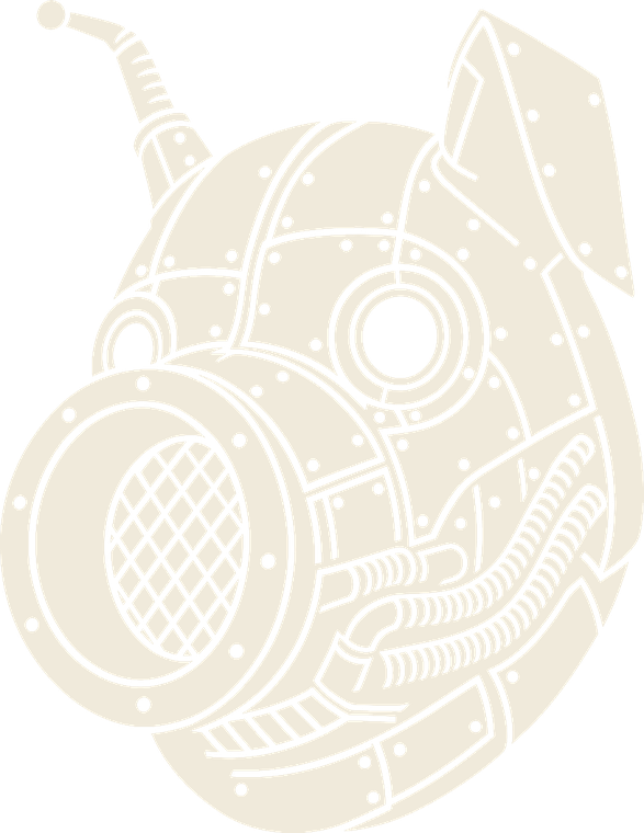 Stencil mark of the mechanical hog, the campaign's stand in for the business model.